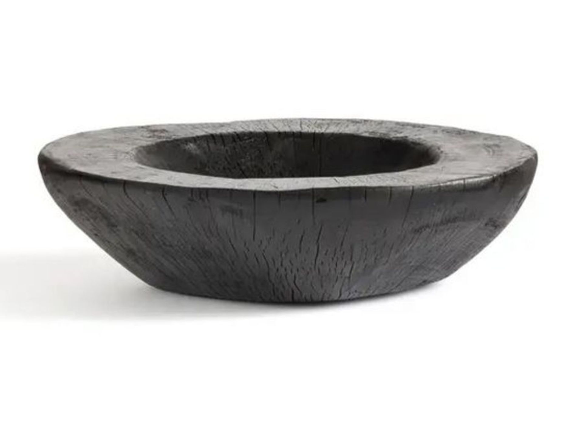 1 X UTAH BURNT WOOD DISH IN BLACK / RRP £70.00 / GRADE C, LARGE CRACK RUNNING THROUGH THE MIDDLE