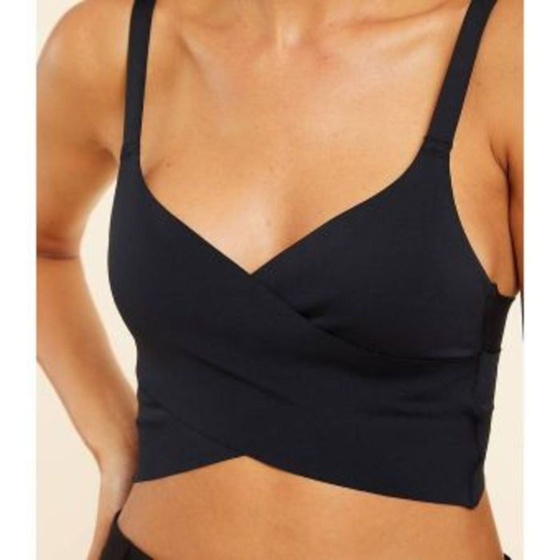 ETAM - 24 HOURS WRAPOVER BRALETTE WITHOUT UNDERWIRING - BLACK - SIZE: XS (UK 6). RRP £36.00 AS NEW