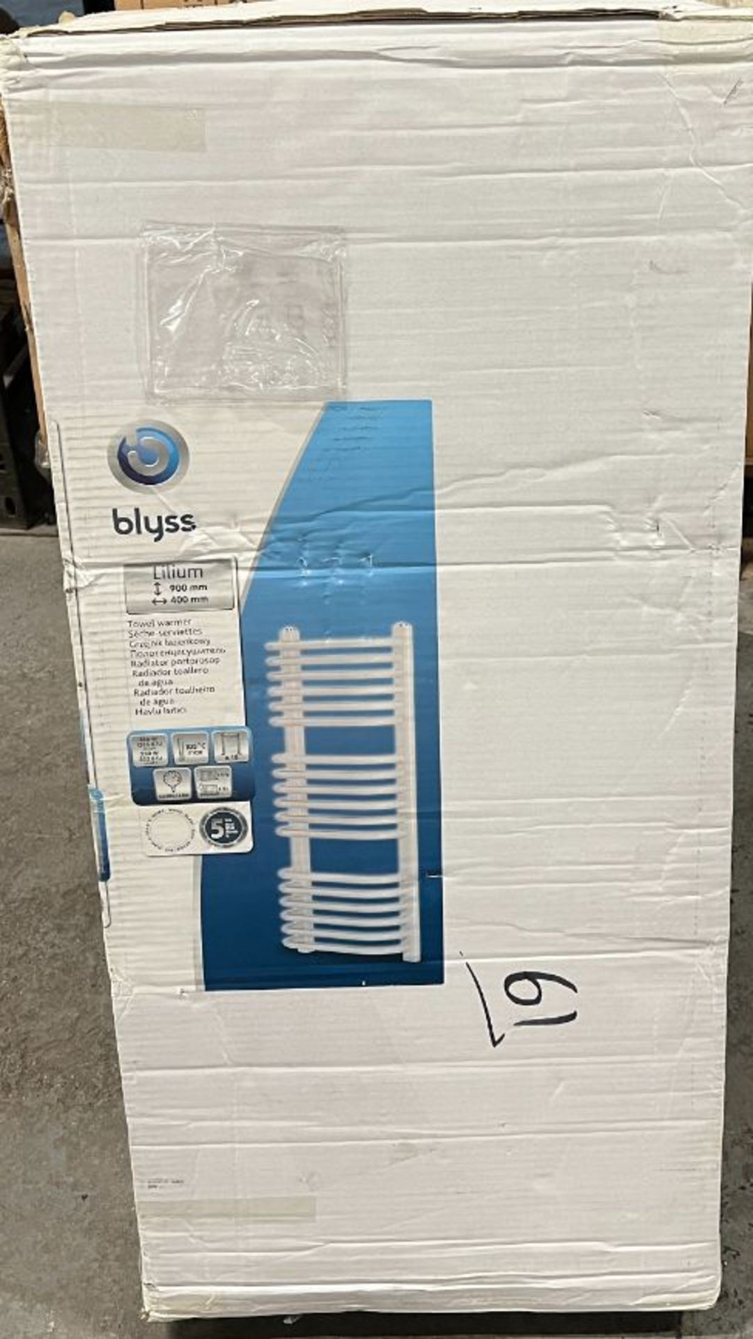 1 X BLYSS LILIUM 456W WHITE TOWEL WARMER (H)900MM (W)400MM / RRP £30.00 /UNTESTED CUSTOMER RETURNS