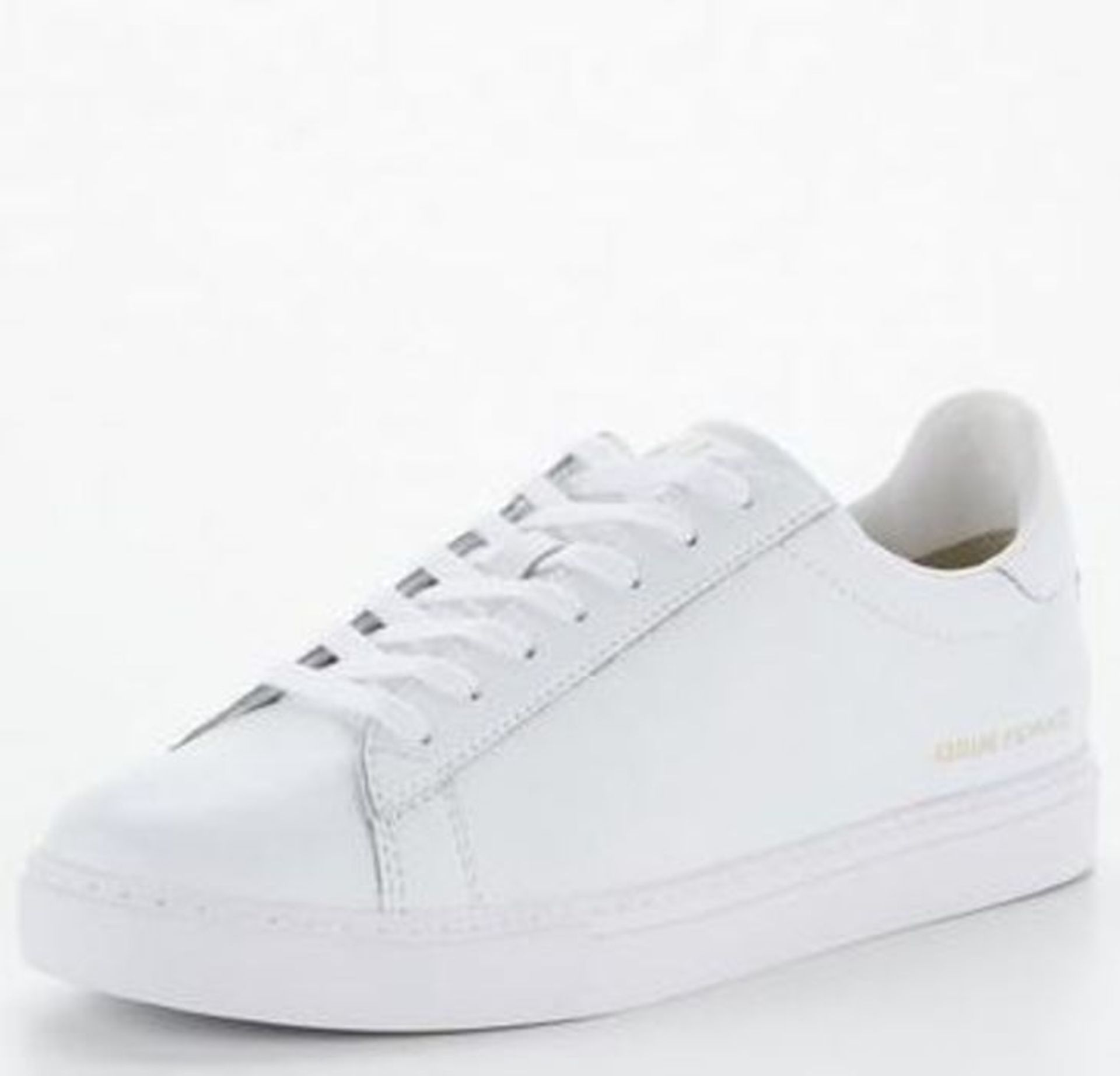 1 X PAIR OF ARMANI EXCHANGE LEATHER TRAINERS - WHITE / SIZE: 10 / RRP £155.00 / BRAND NEW WITH TAGS