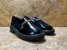 1 X RIVER ISLAND GIRLS CHUNKY CHAIN LOAFER SCHOOL SHOE-BLACK / SIZE 3 OLDER / RRP £25.00 / BRAND NEW