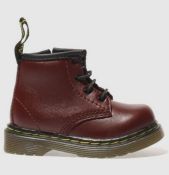 1 X DR MARTENS INFANT 8 LACE UP BOOTS - CHERRY RED / SIZE 3 YOUNGER / RRP £55.00 /BRAND NEW /