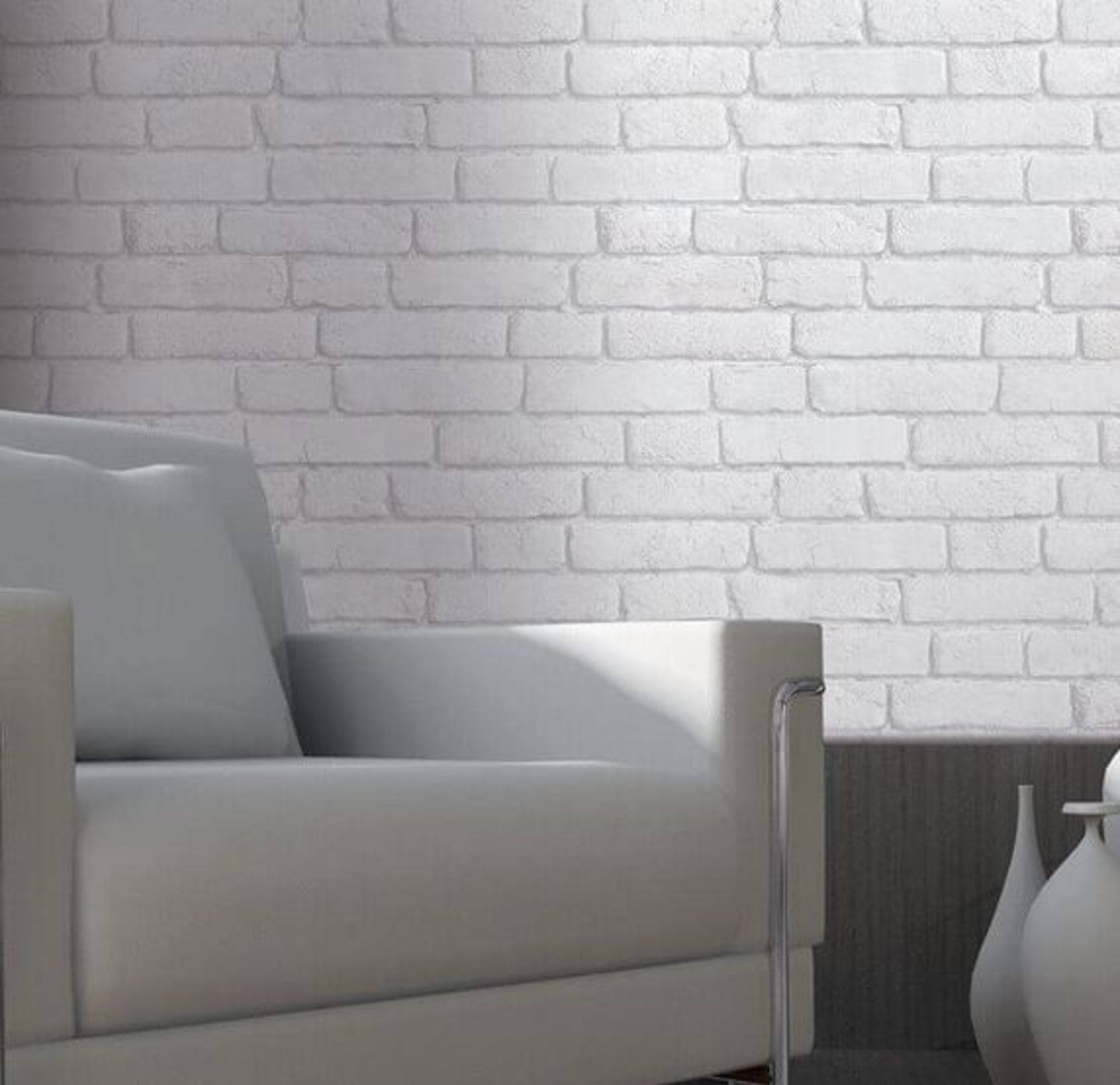 1 X LOT TO CONTAIN 10 X ROLLS OF MURIVA BRICK WHITE WALLPAPER 601402 / RRP £150.00 / GRADE A