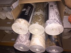 1 X LOT TO CONTAIN 6 X ROLLS OF ASSORTED ARTHOUSE DAMASK STYLE WALLPAPER / RRP £108.00 / GRADE A