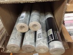 1 X LOT TO CONTAIN 6 X ROLLS OF ARTHOUSE FOR HOMEBASE REGENCY DAMASK GREY 520911 WALLPAPER / RRP £