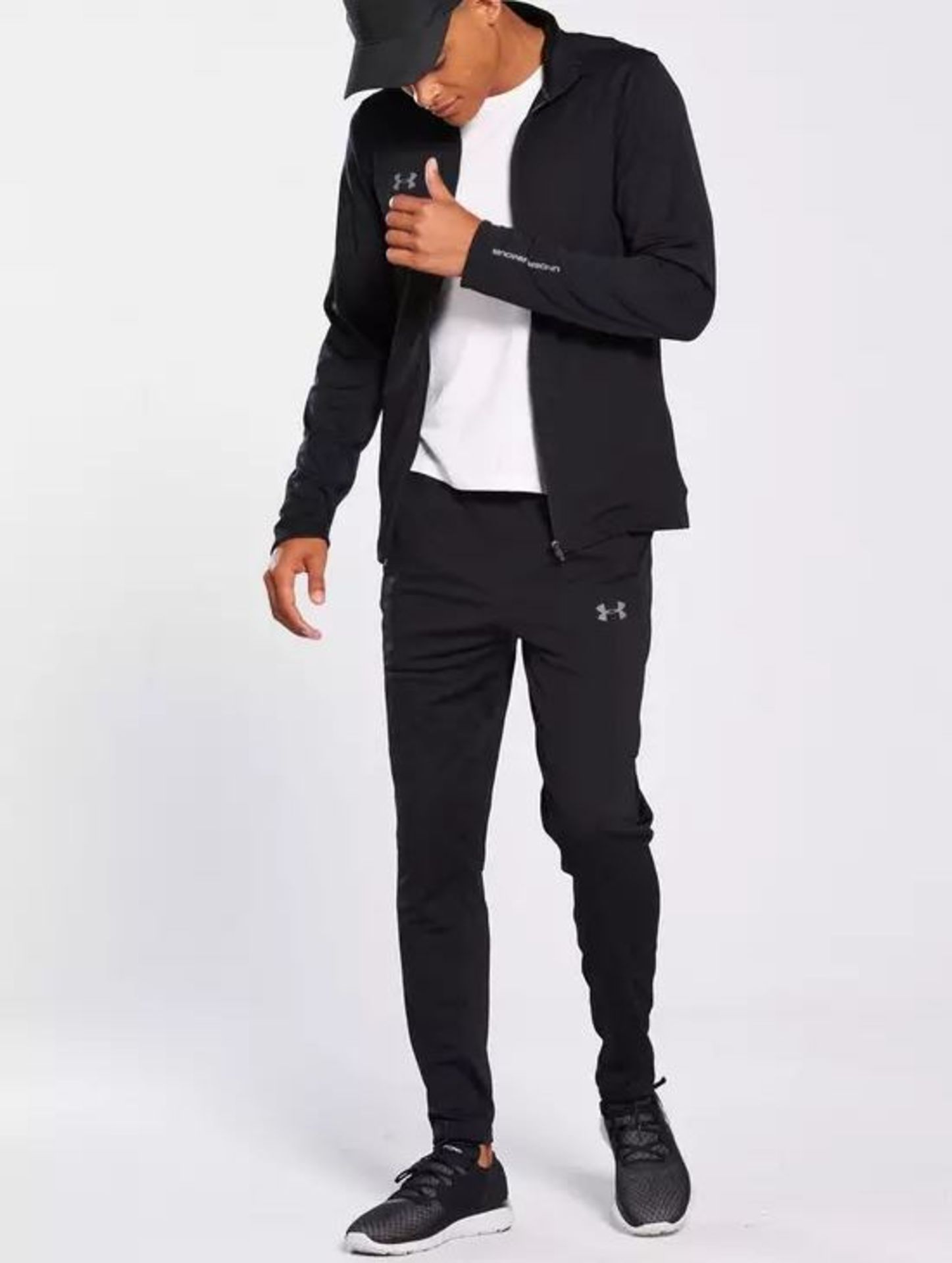 1 X UNDER ARMOUR MENS CHALLENGER II KNIT WARM-UP TRACKSUIT - BLACK / SIZE: L / RRP £60.00 / GRADE