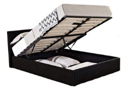 1 X CASPIAN OTTOMAN BED, ALLIGATOR LIFT UP STORAGE - BLACK (ELO135BLK-GT) / SIZE: 135cm (DOUBLE) /