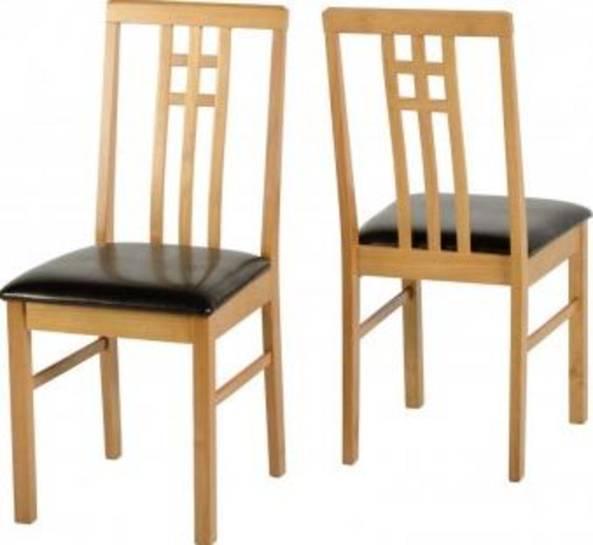 2 X VIENNA DINING CHAIR MEDIUM OAK/BROWN PU / CUSTOMER RETURN. GRADE A/B