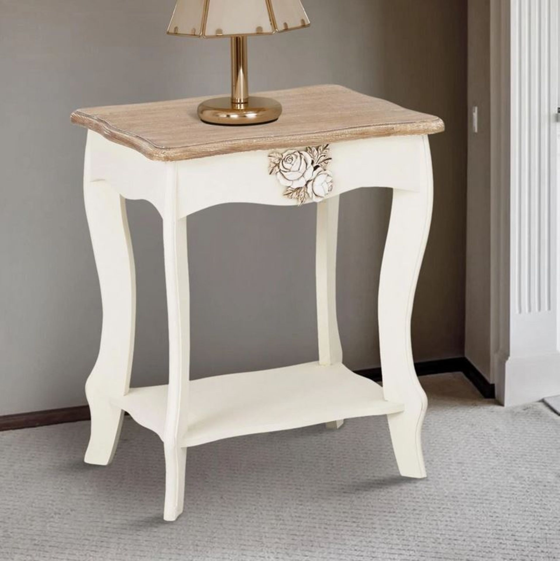 1 X JULIETTE COLLECTION LAMP TABLE, WOOD/CREAM / RRP £85.00 / CUSTOMER RETURN. GRADE A/B