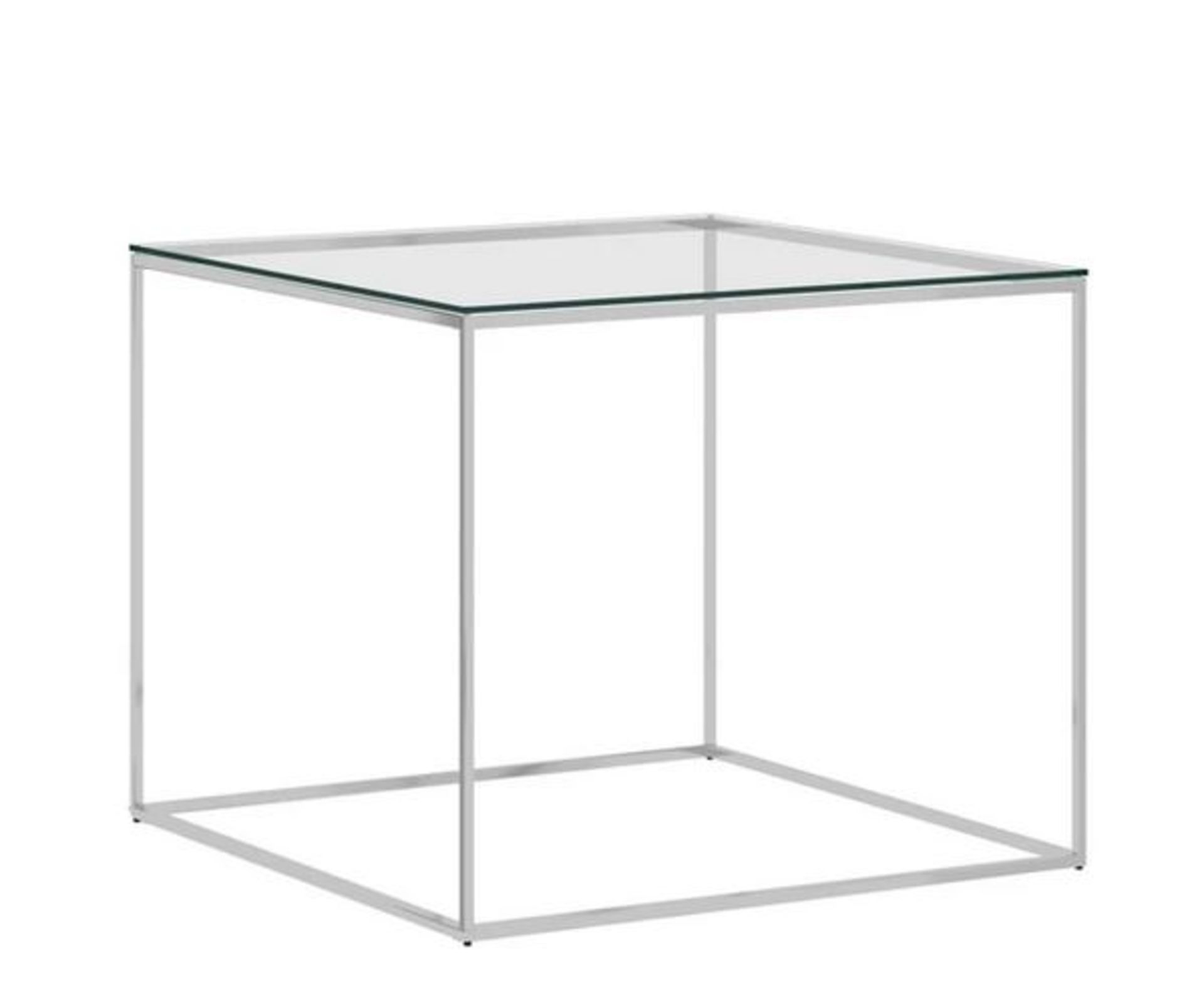 1 X VIDA-XL COFFEE TABLE SILVER 50X50X43cm STAINLESS STEEL AND GLASS / RRP £74.99 / CUSTOMER RETURN.