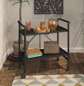 1 X COSCO OUTDOOR SERVING CART SERVING INTELLIFT FOLDING 2 SHELF FOOD AND DRINK TROLLEY, BLACK -