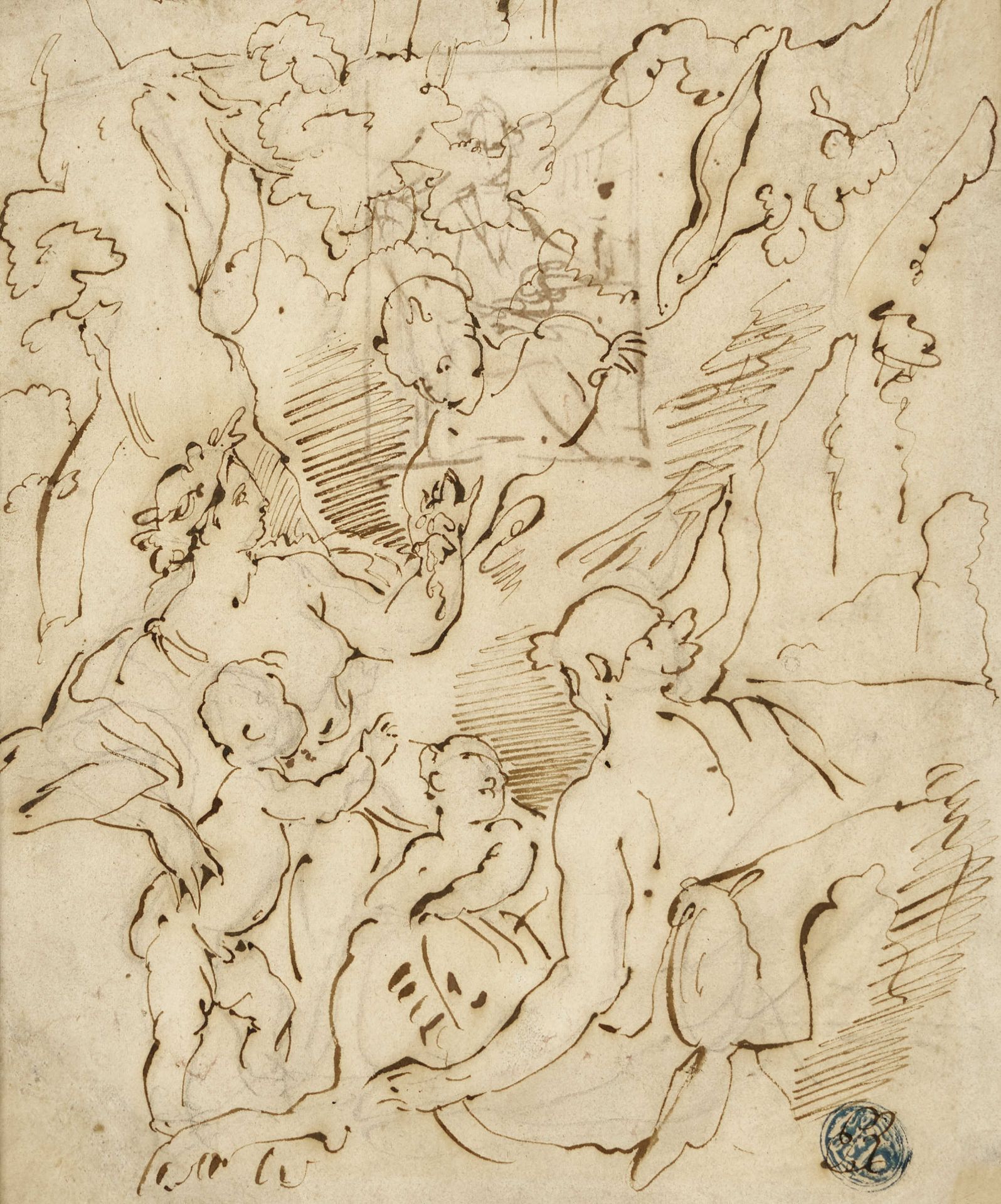 ITALIEN, 2. HÄLFTE 19. JH.: Bacchus und Ceres mit Satyr und Amorettenpaar.