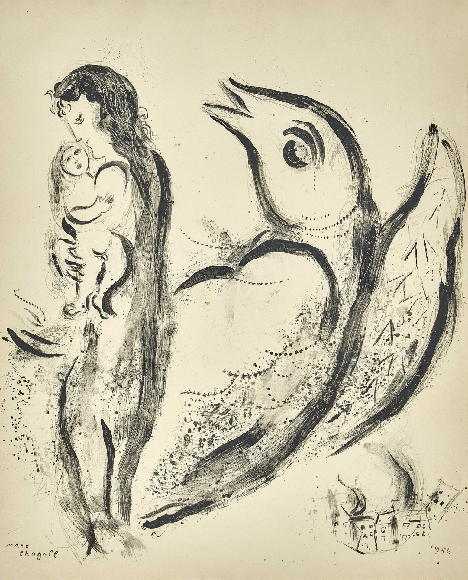 CHAGALL, MARC: "Mère et enfant".