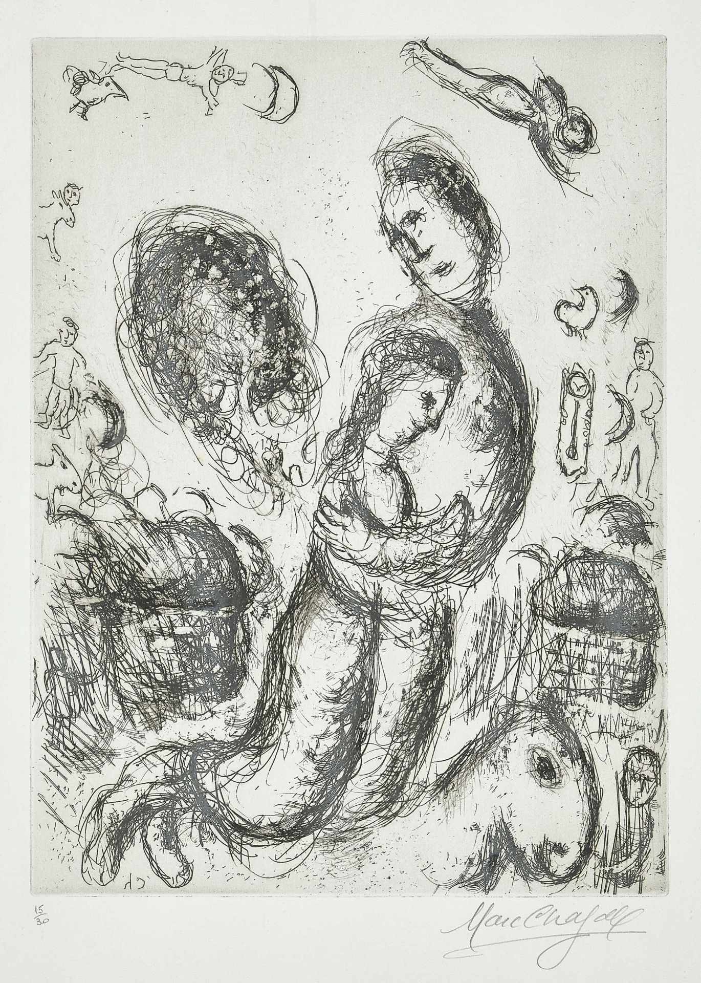 CHAGALL, MARC: "Le couple sur un cheval".