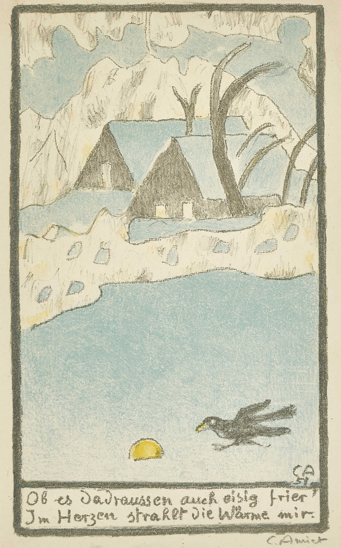 AMIET, CUNO: "Winterlandschaft mit Krähe".