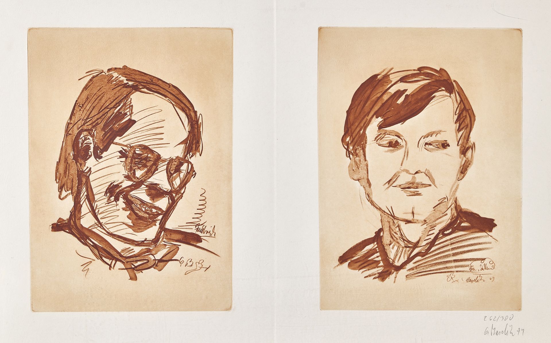 BASELITZ, GEORG (EIGTL. KERN, HANS-GEORG): Doppelporträt Heiner Friedrich und Franz Dahlem.