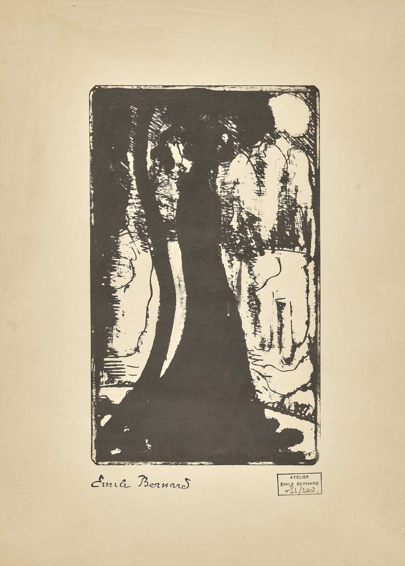 BERNARD, ÉMILE: Jeune femme sous l'arbre.