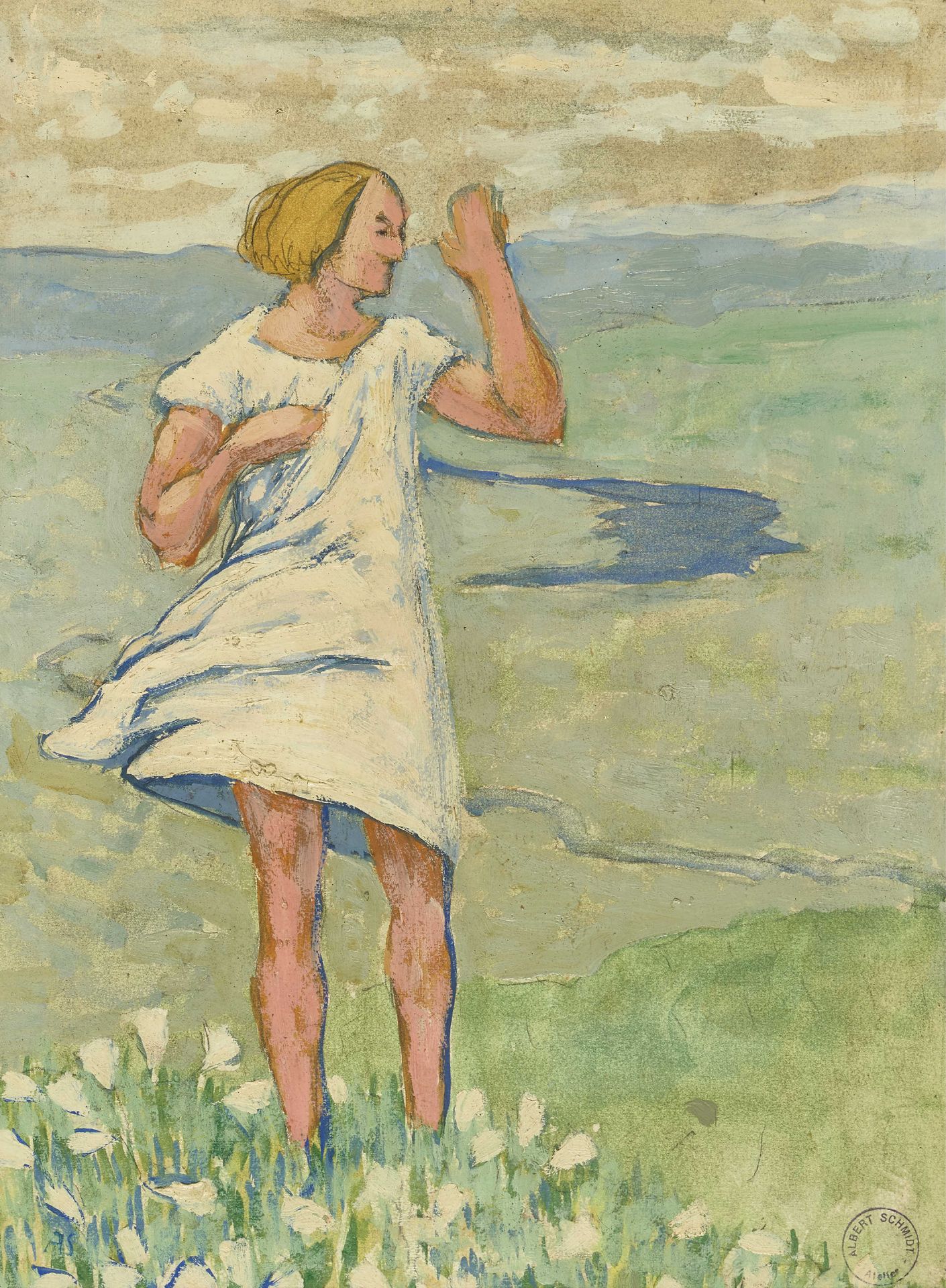 SCHMIDT, ALBERT: Femme dans un pré.