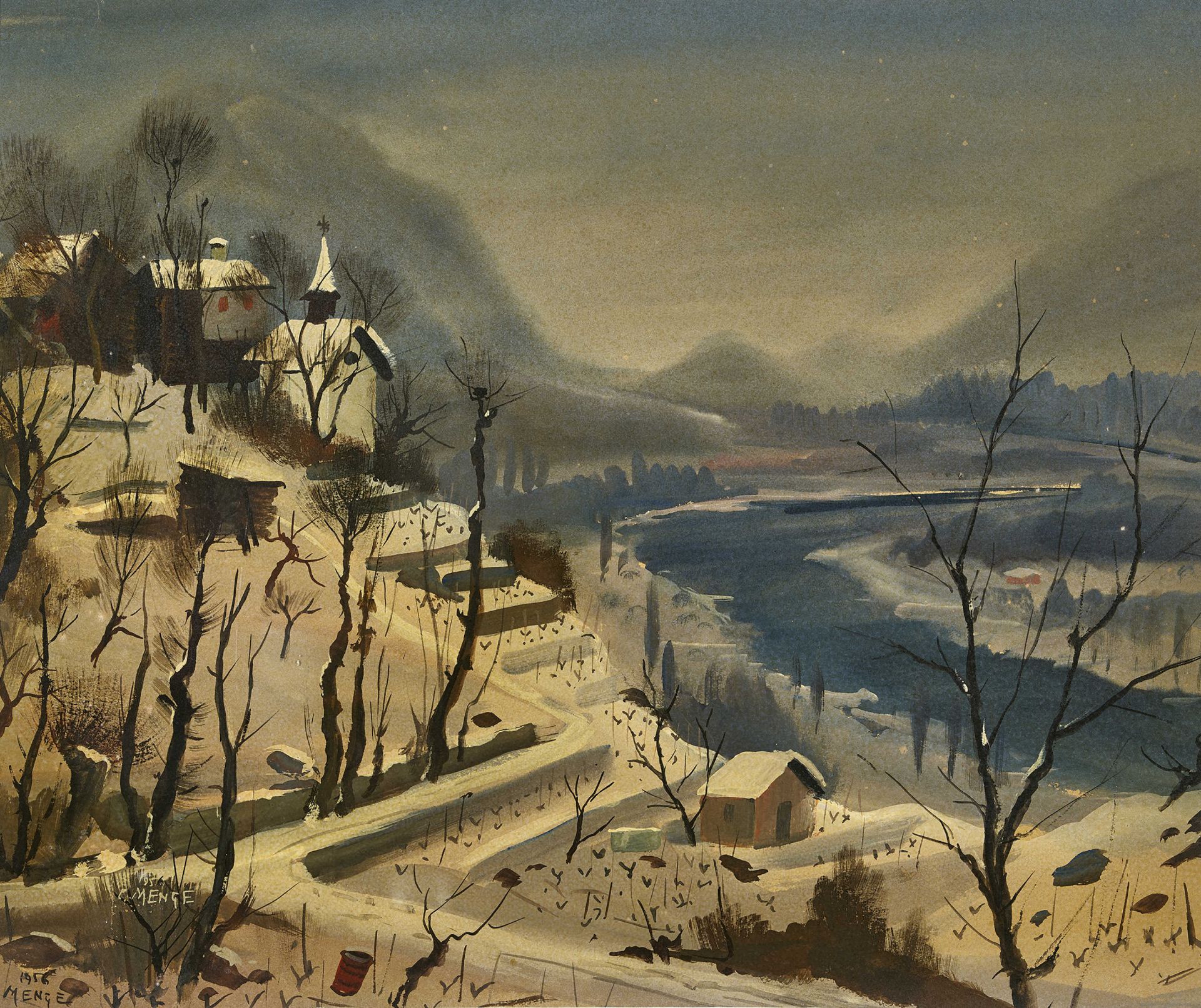 MENGE, CHARLES: Paysage d'hiver.