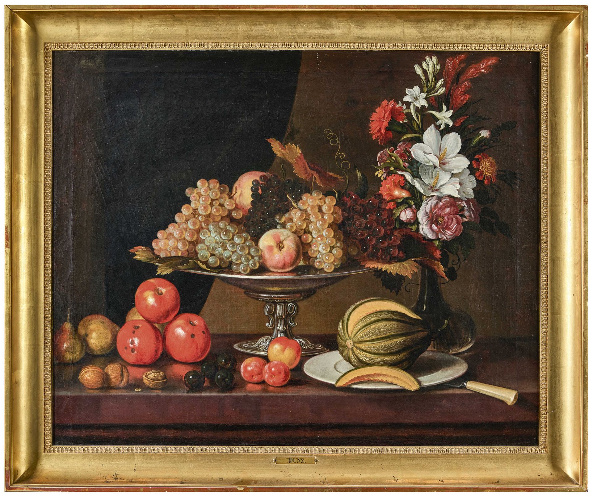 DÜNZ, JOHANNES: Herbstliches Stillleben mit Früchten und Blumenbouquet. - Image 2 of 11