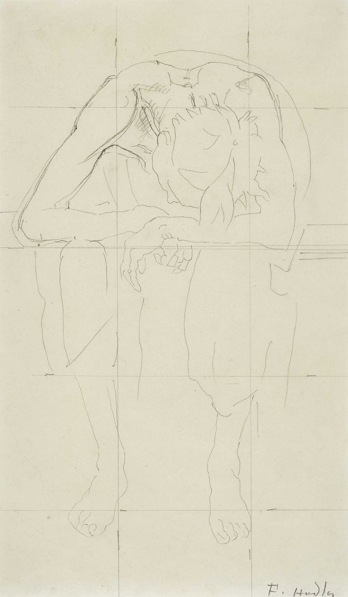 HODLER, FERDINAND: Figurenstudie zu "Die enttäuschten Seelen" (1892).