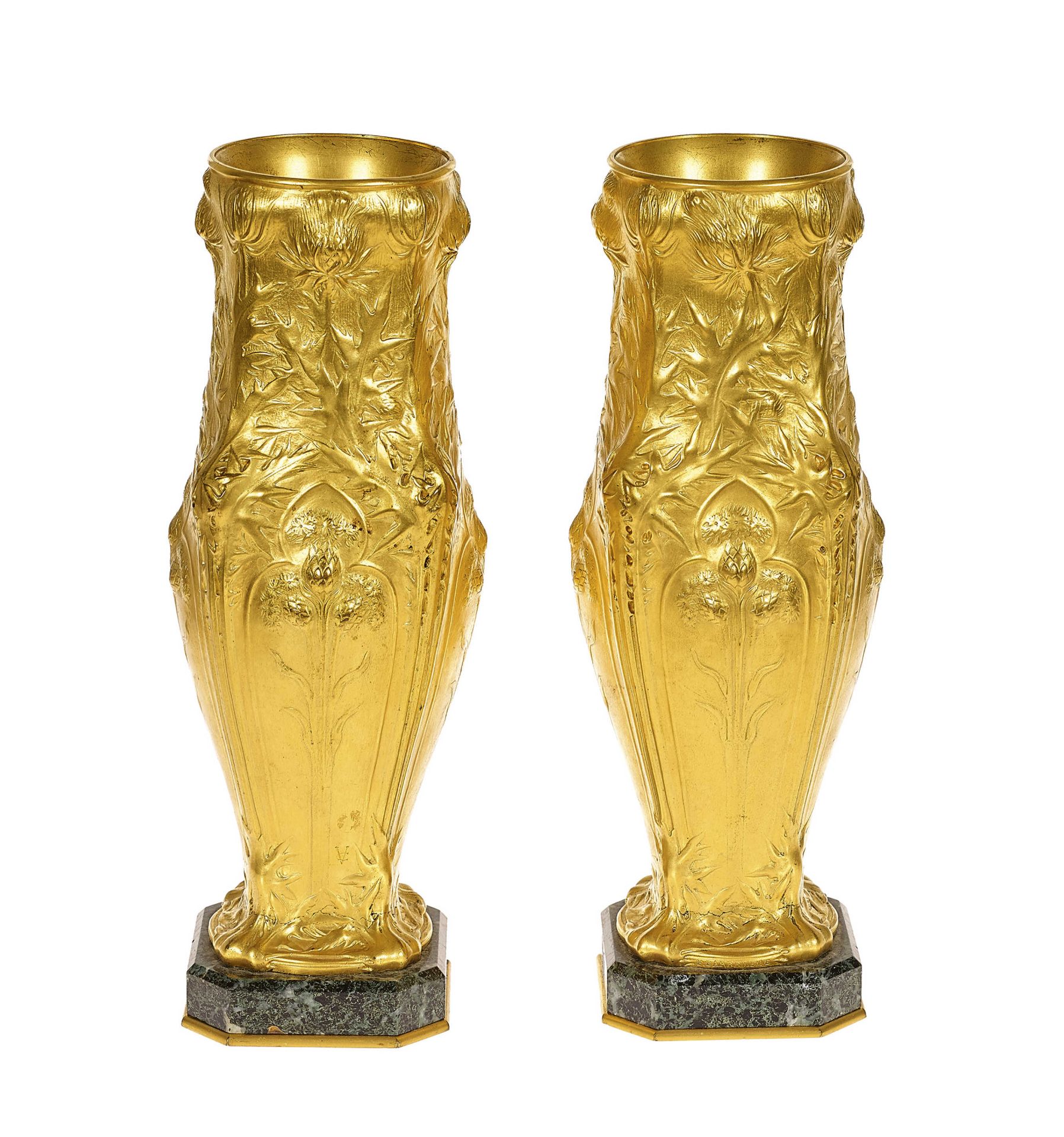 BARBEDIENNE, FERDINAND: Paar Vasen "Aux chardons".