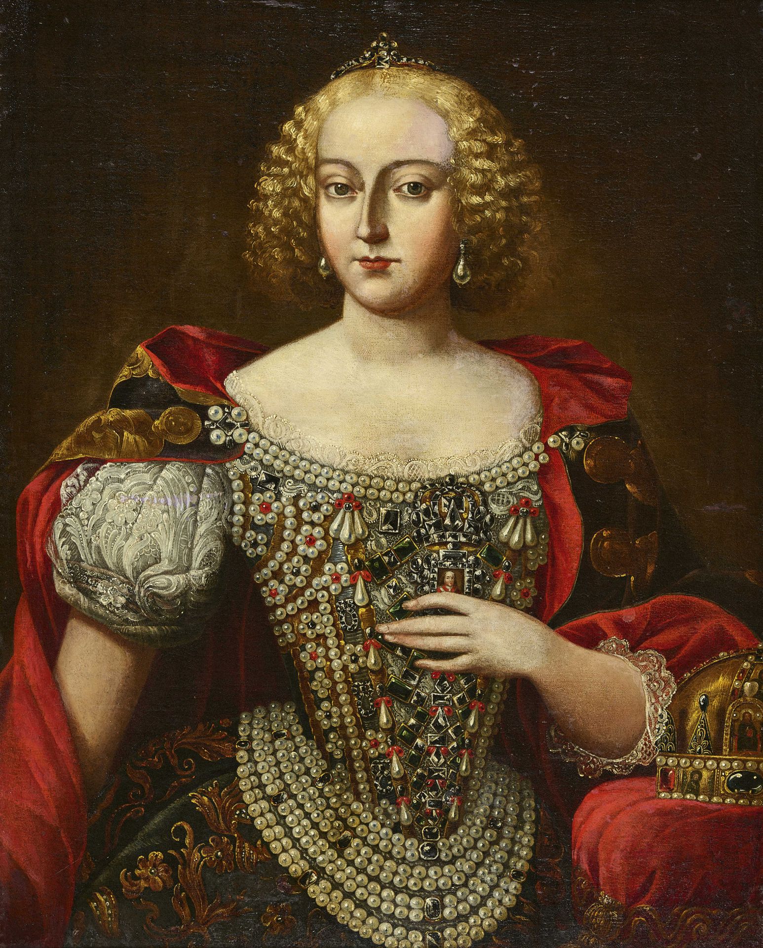 ÖSTERREICH/UNGARN, 18. JH.: Porträt von Maria Theresia im Krönungsornat.