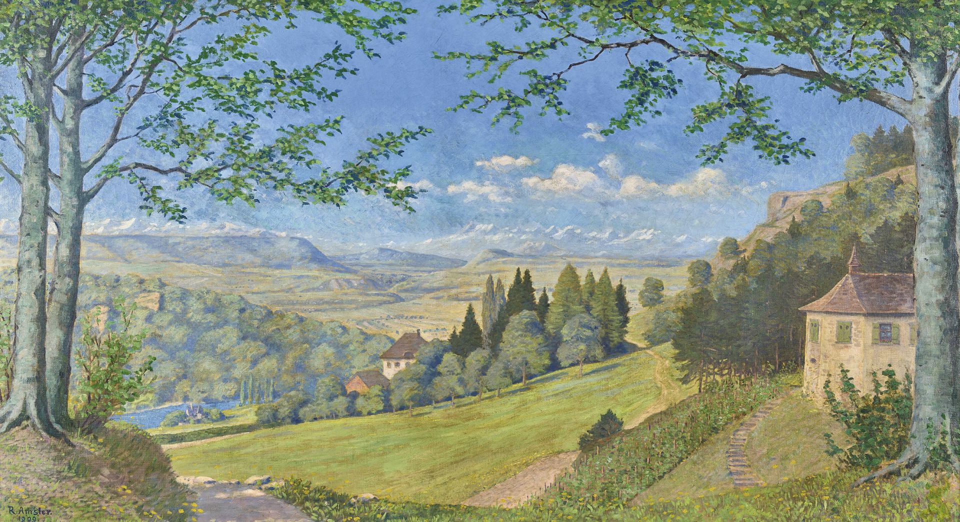 AMSLER, RICHARD EMIL: Weite Sommerlandschaft.