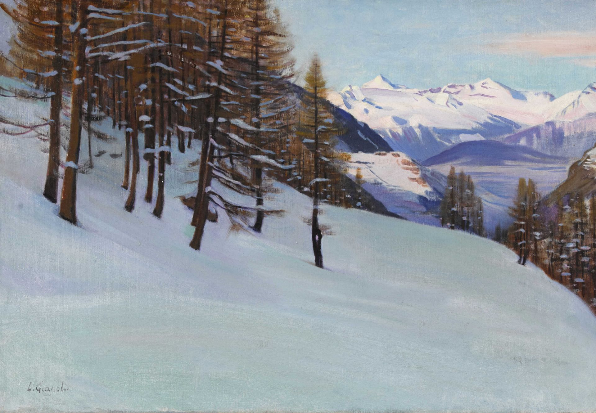 GIANOLI, LOUIS CAMILLE: Winterliche Berglandschaft.