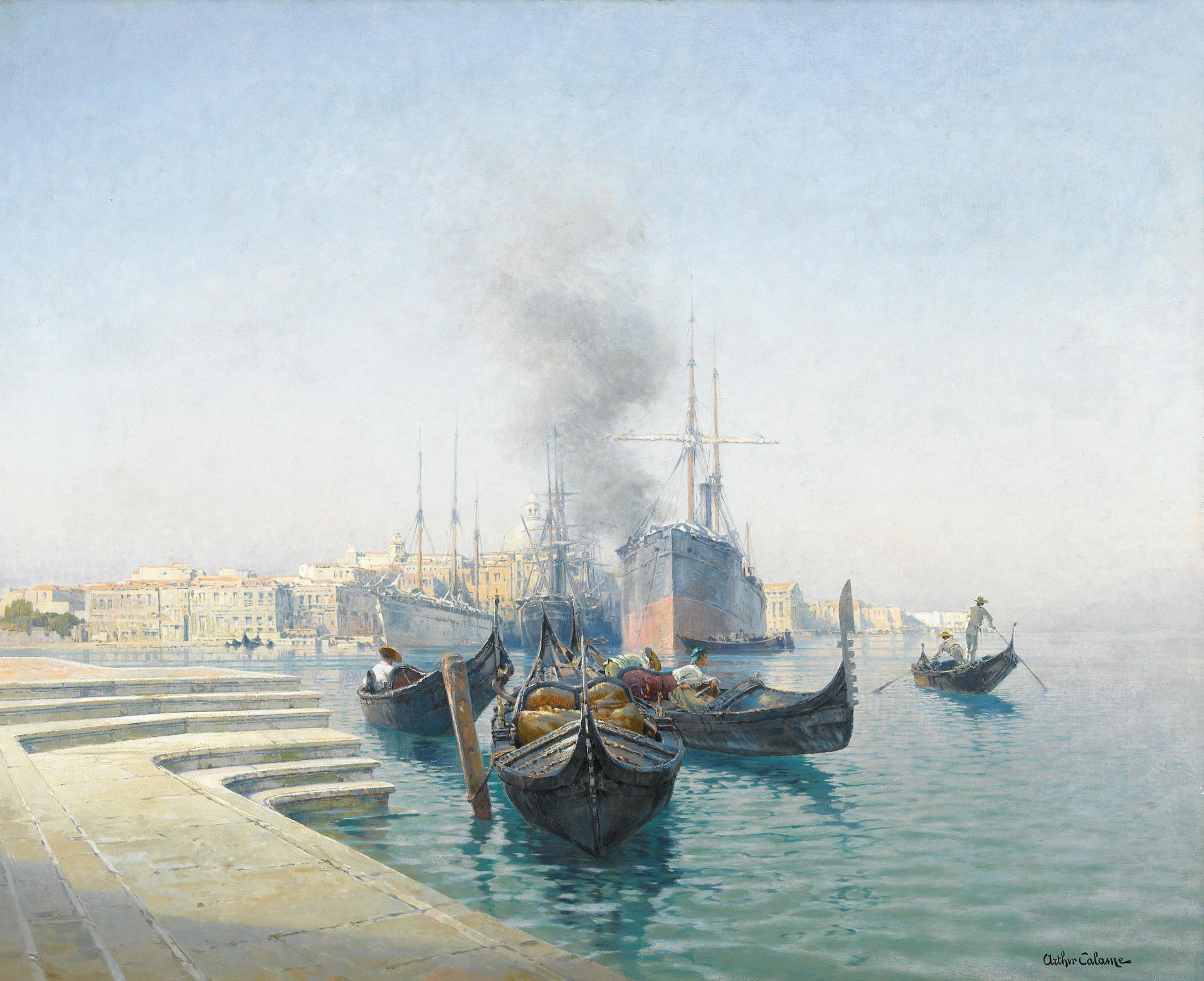 CALAME, ARTHUR (EIGTL. JEAN BAPTISTE ARTHUR) * : "La Giudecca depuis S. Giorgio Maggiore à Venise".