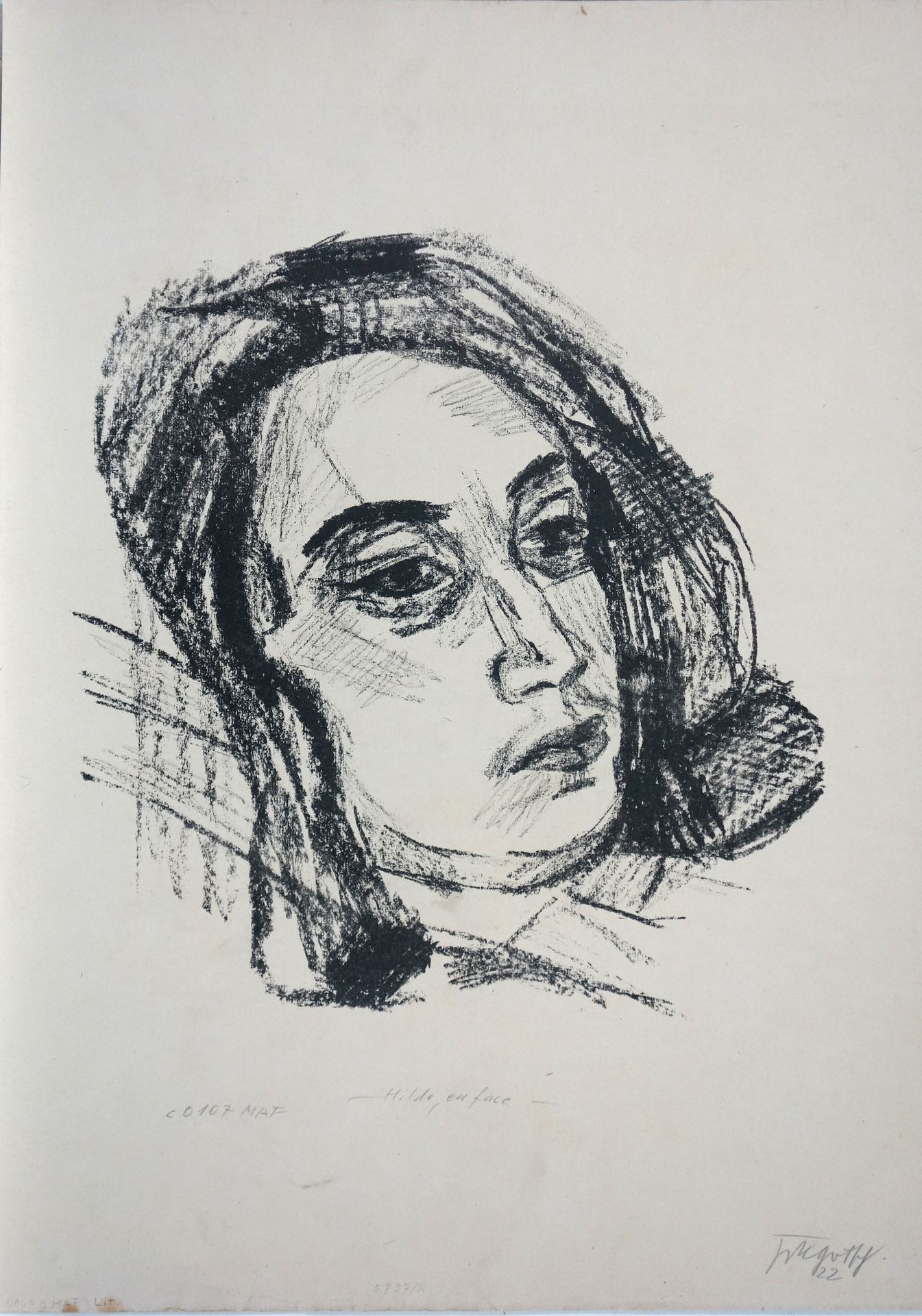 Friedrich Karl Gotsch (1900–1984) Hilde, en face (Bildnis Hilde Goldschmidt) (1922)