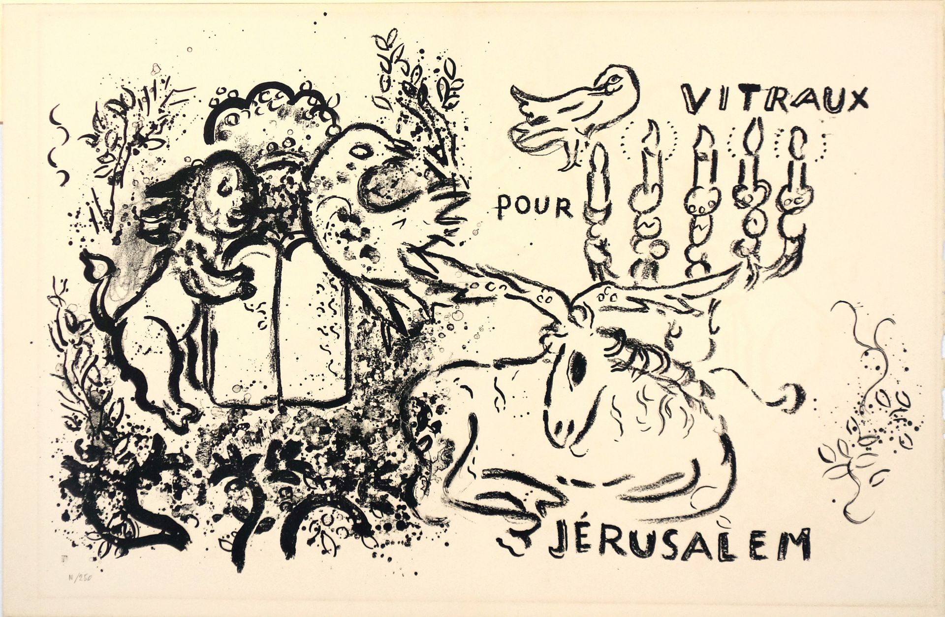 Marc Chagall (1887–1985) Titelblatt und Titelseite für "Glasmalereien für Jerusalem" (1962)