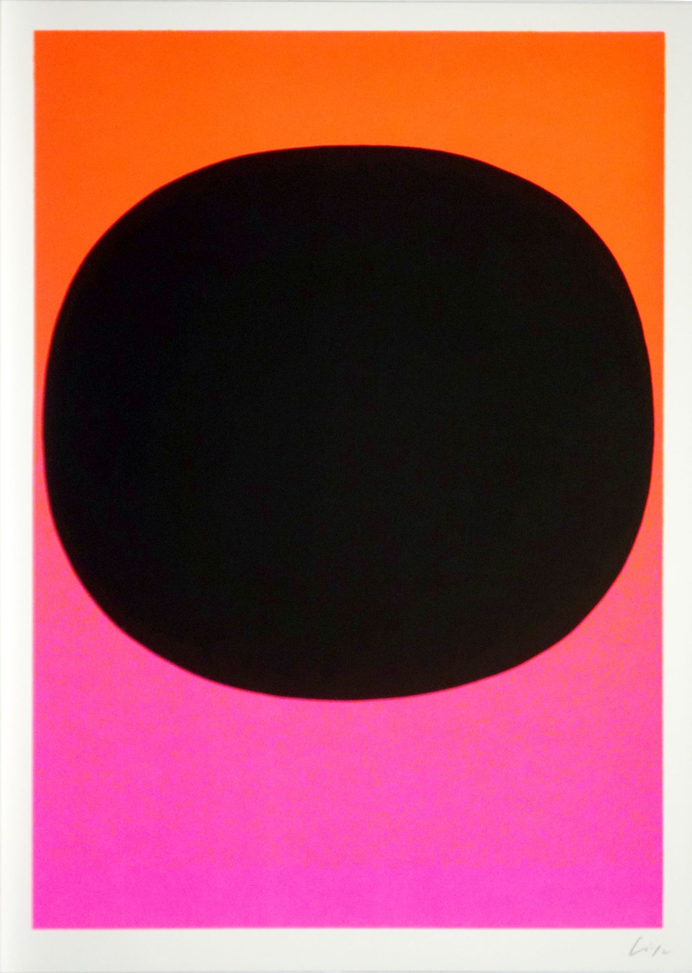 Rupprecht Geiger (1908–2009) Schwarz mit Spritzer auf orange-rot (1968)