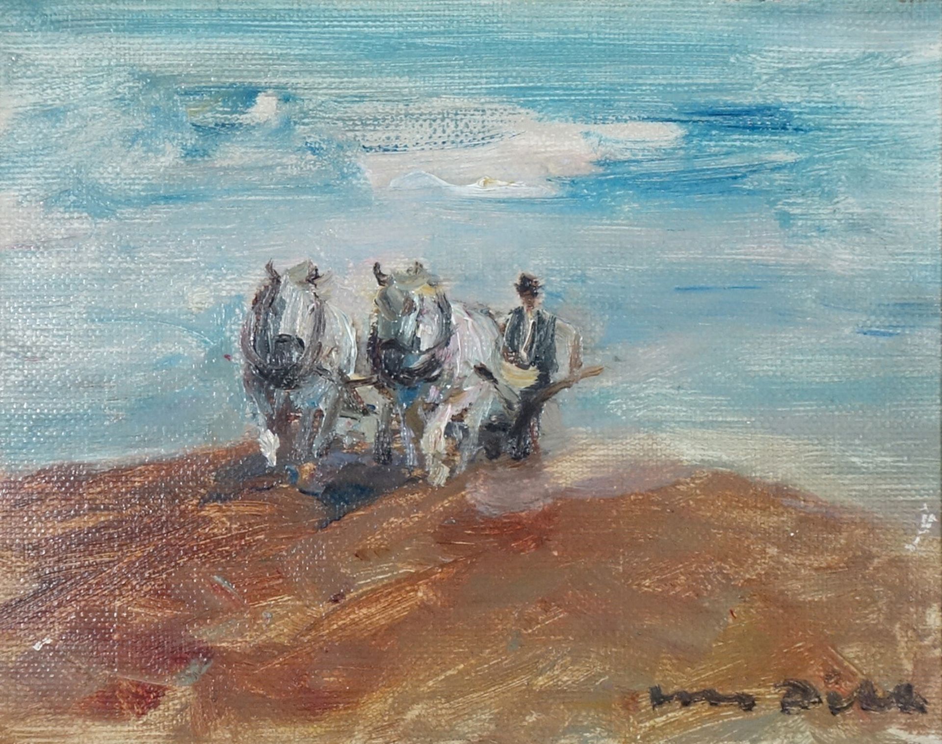 Otto Dill (1884–1957) Bauer mit Pferden beim pflügen