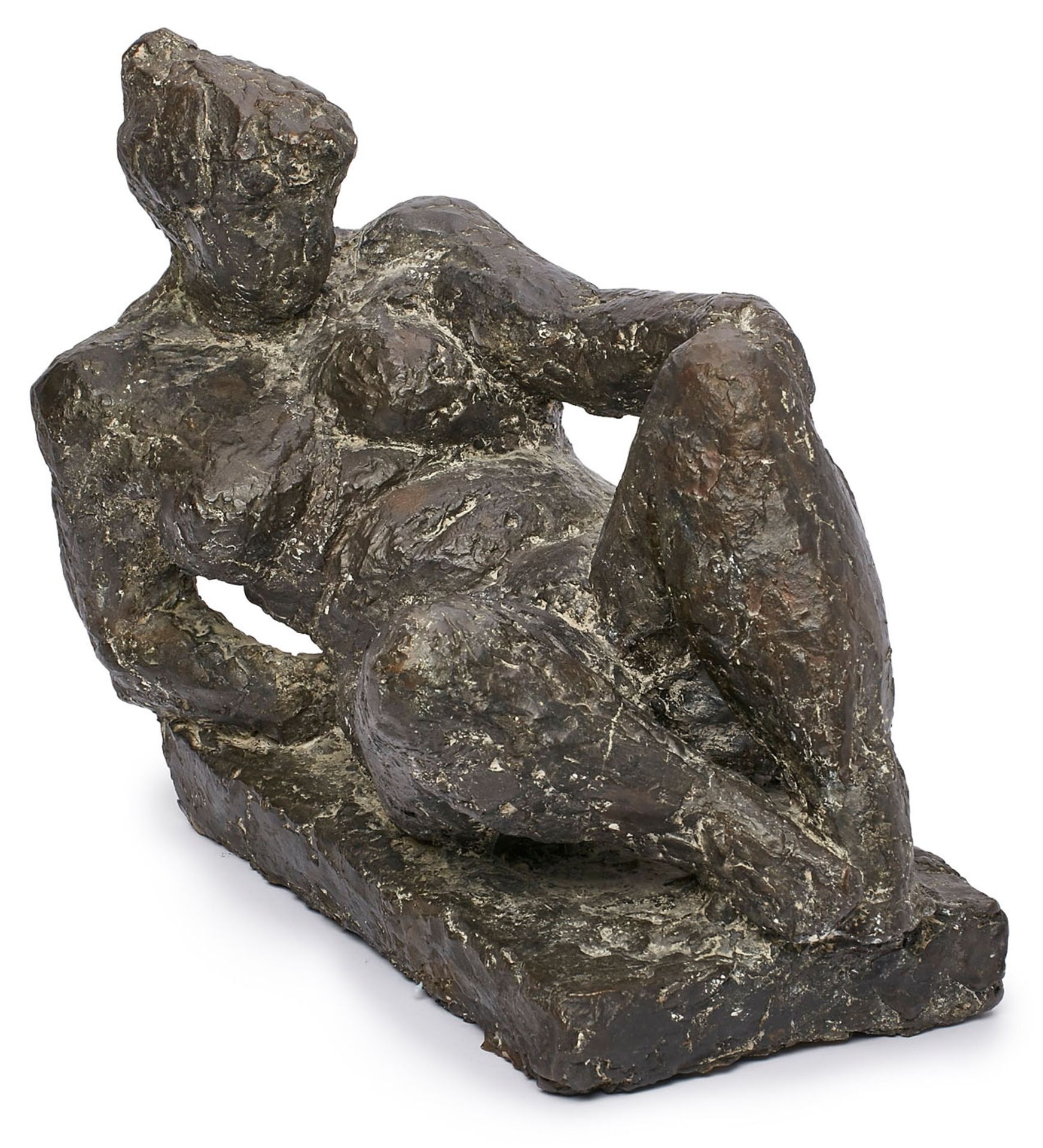 Bronze Wanda Pratschkegeb. 1939 Berlin "Liegende" Dunkel patiniert. Auf einen Arm aufgestützt, d. - Bild 2 aus 2
