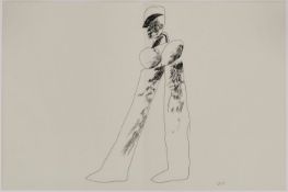 Lithographie David Hockneygeb. 1937 Bradford "Walking Man" 1964 u. re. im Stein monogr. DH 32 x 48,5