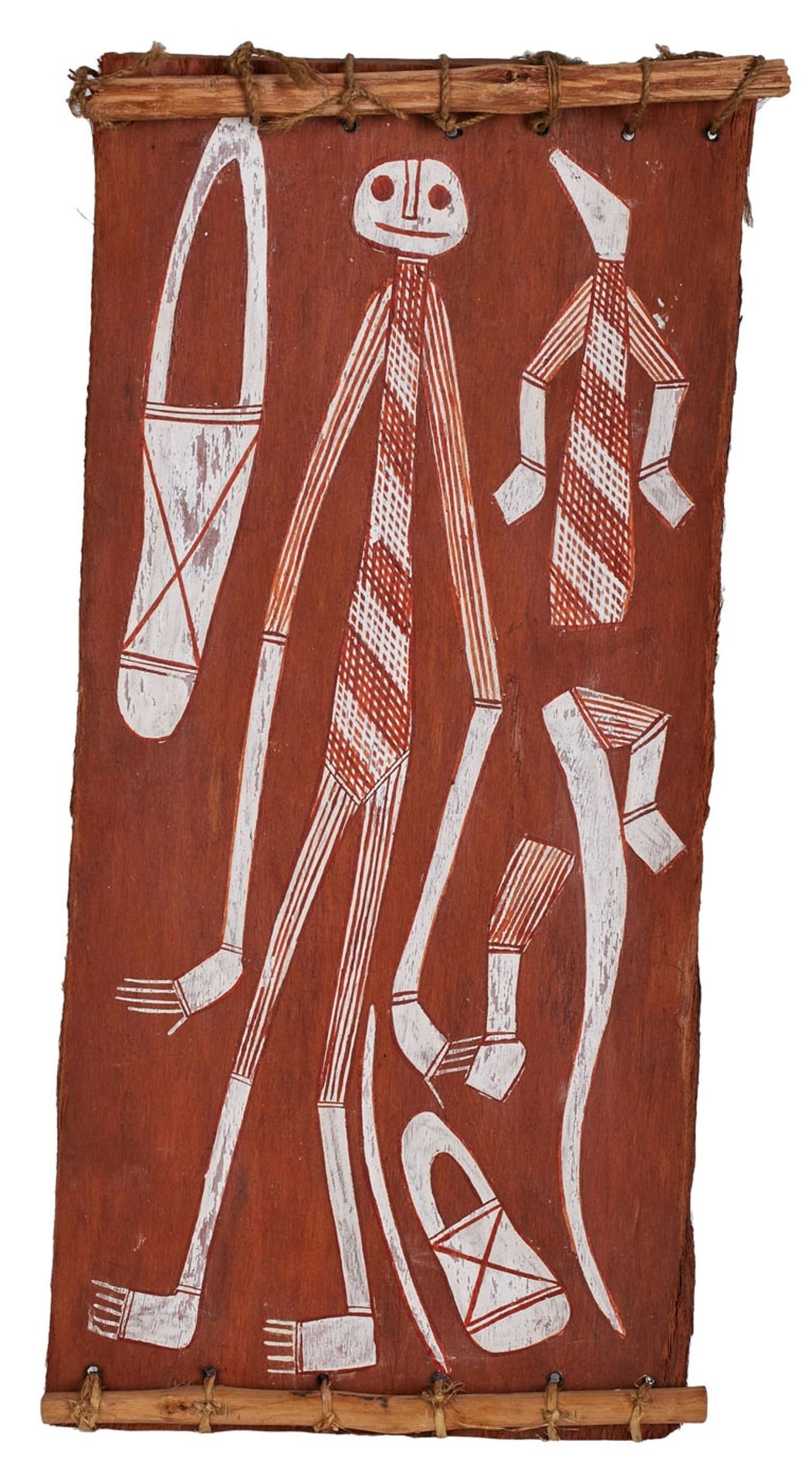 Malerei Thompson Ngaiumirrageb. 1954 "Wüstengeist" verso mit der Zuschreibung Tempera/Holz 42 x 20 x