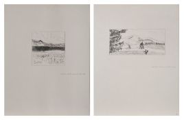 Paar Bleistiftzeichnungen Nach Landschaftsmalern d. 19. Jh. "Landschaft" beide monogr. u. dat. MB (