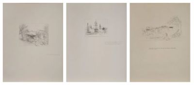 3 Zeichnungen Nach Landschaftsmalern d. 19. Jh. "o.T." jew. monogr. MB 76 jew. 64,3 x 49,3 cm (