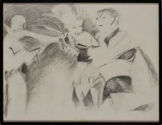 Bleistiftzeichnung Figurenmaler 20. Jh. "Tanzendes Paar" 49,4 x 64,4 cm (Blattmaß) Gerahmt, fleckig,