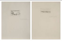 2 Bleistiftzeichnungen Zeitgenössischer Künstler "Landschaften" nach William Turner u. Caspar