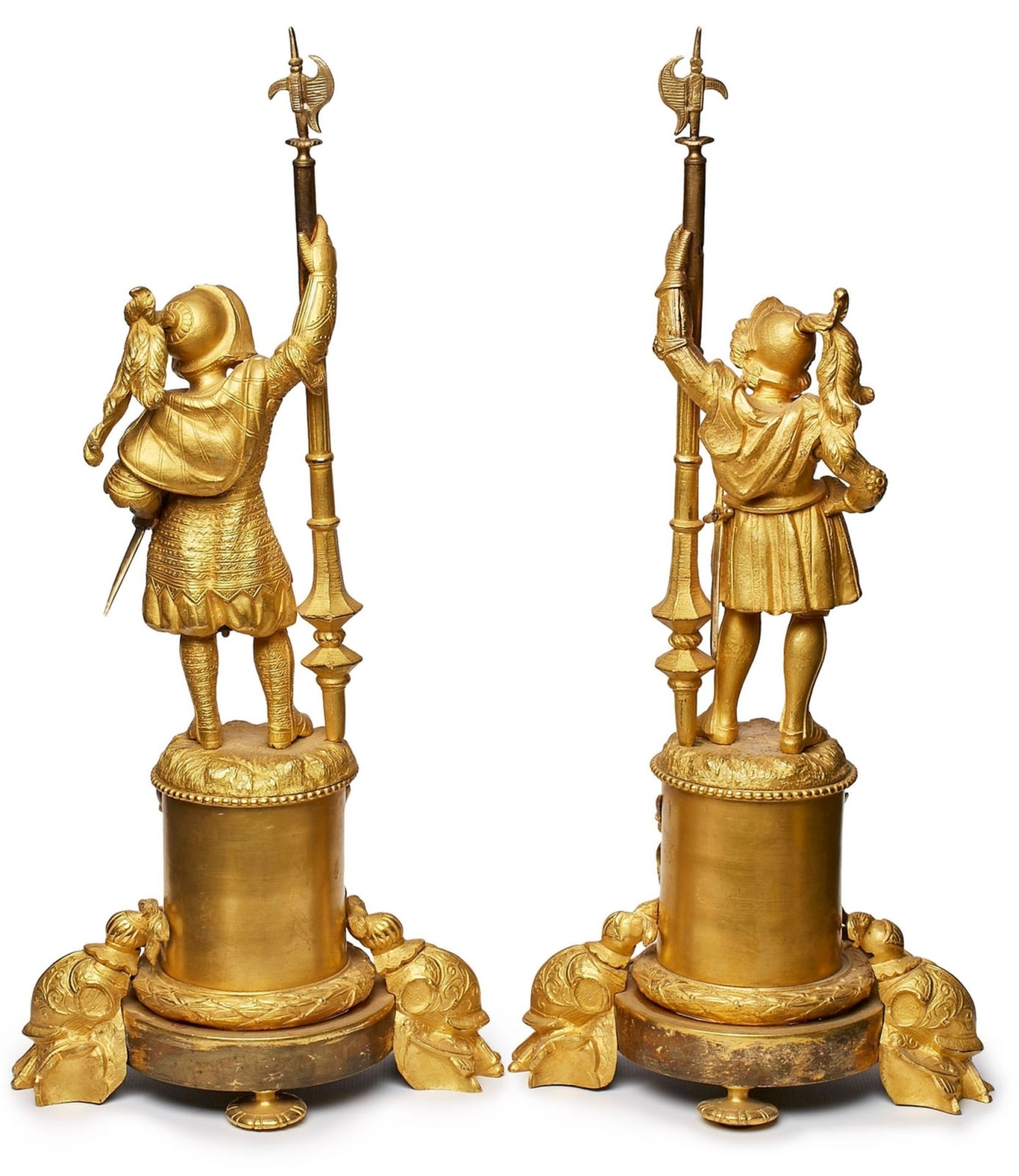 Paar Bronzen Soldaten mit Lanzen, - Image 2 of 2