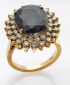 Saphir-Brillant-Ring. 18 kt GG,