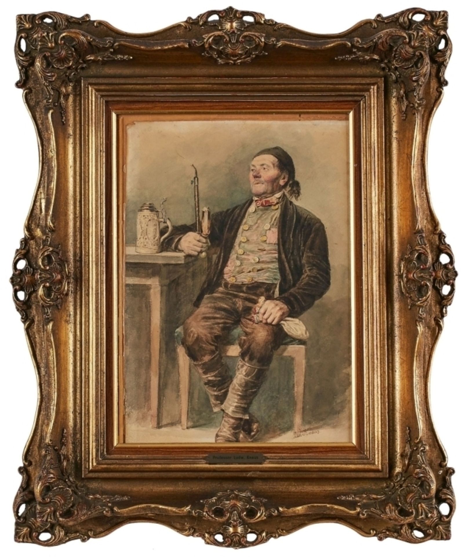 Aquarell Ludwig Knaus 1829 Wiesbaden -