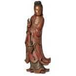 Gr. Holzskulptur Guanyin, China wohl