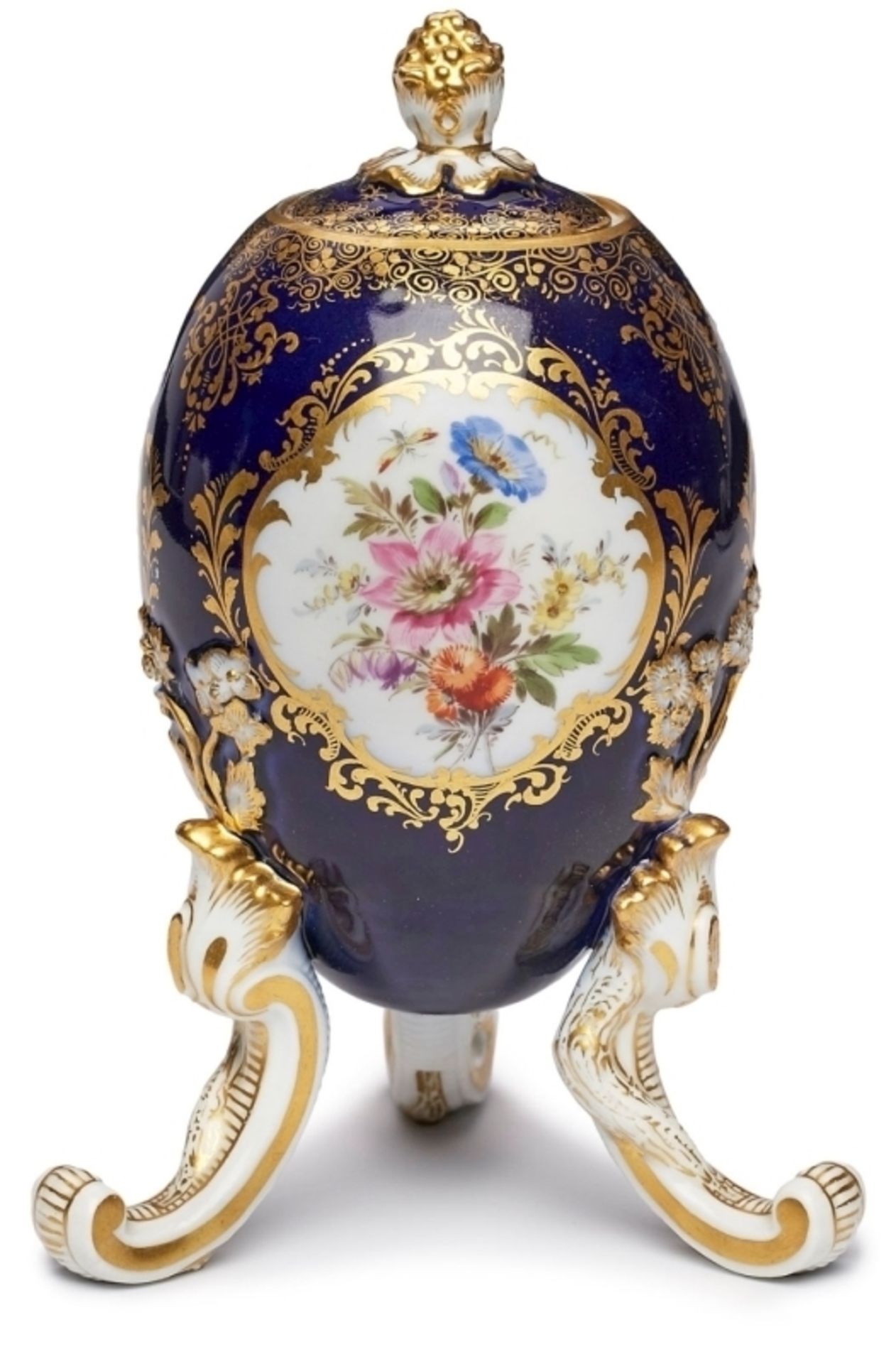 Ei-Dose mit Blumenbouquets, Meissen um