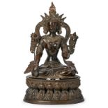 Gr. Bronze "Weiße Tara", Tibet wohl