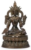 Gr. Bronze "Weiße Tara", Tibet wohl