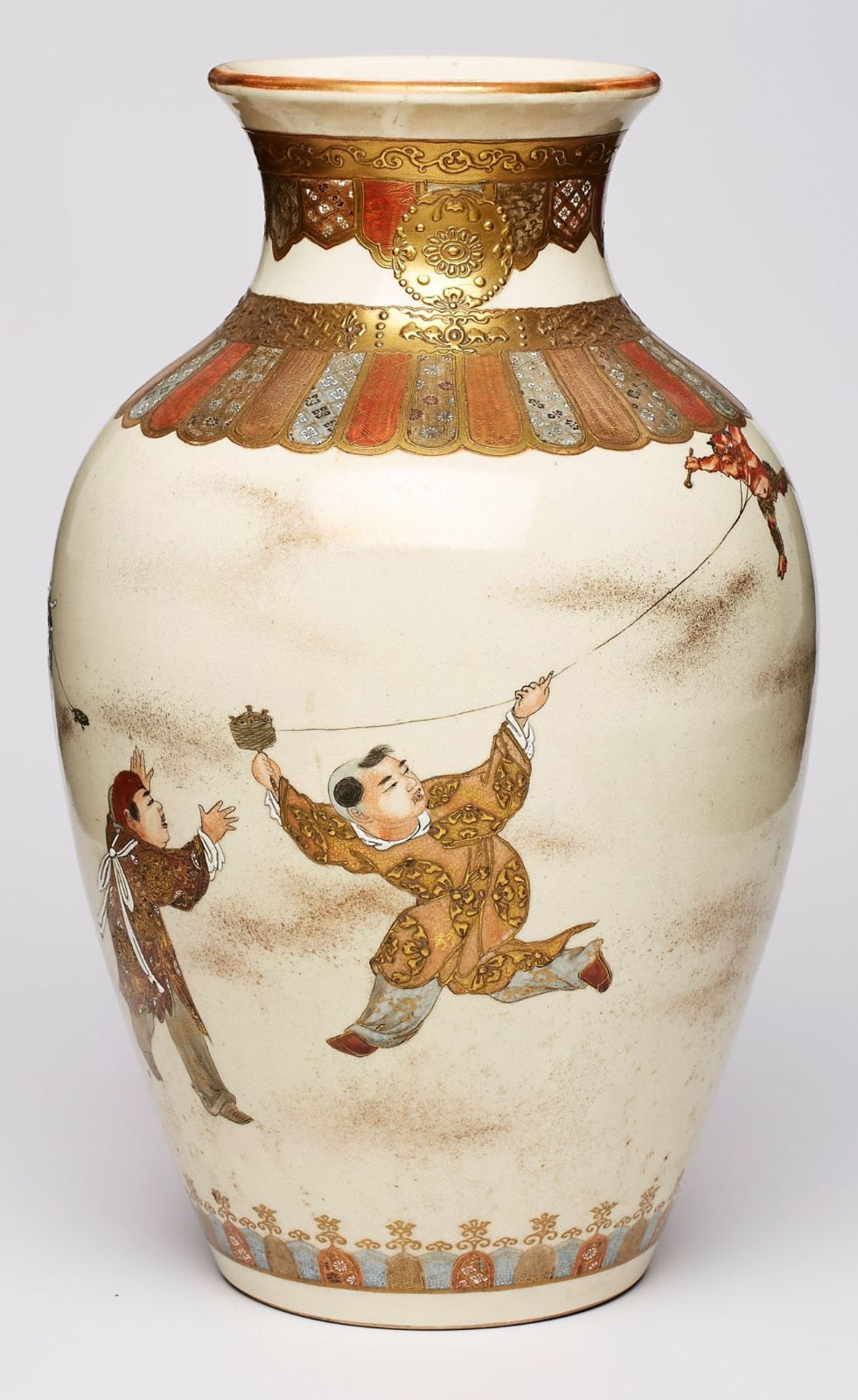 Gr. Vase "Kinderszenen", Satsuma, - Bild 2 aus 2