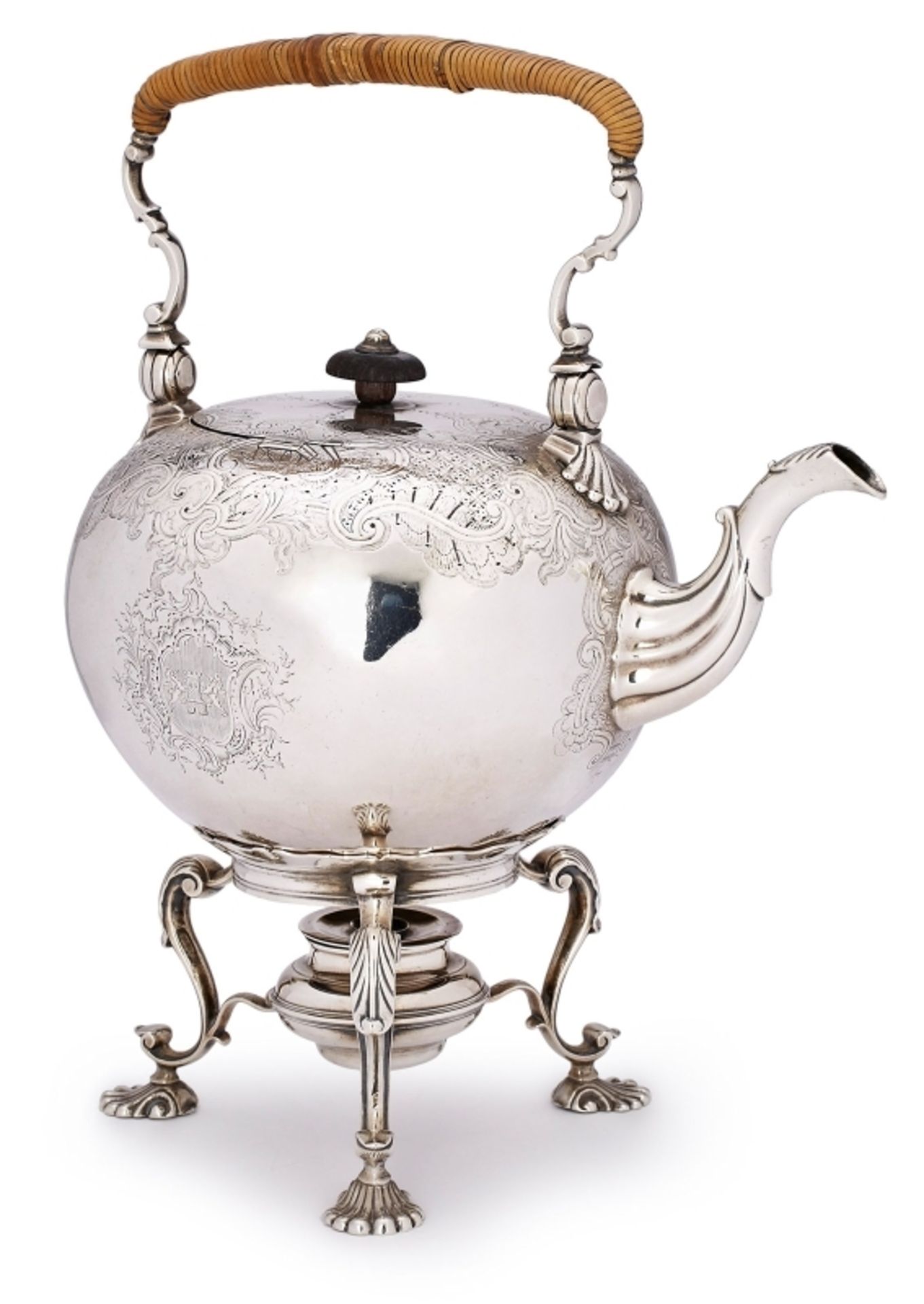 Teapot on Stand/ Teekanne auf Rechaud, Georgian, London um 1740.